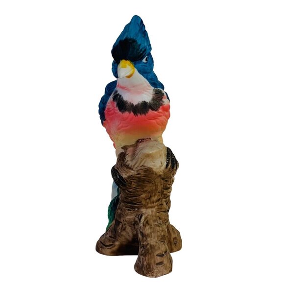 Blue Jay Figurine On Tree Stump VTG Hand Painted Porcelain Decorative Home Decor - Picture 4 of 14